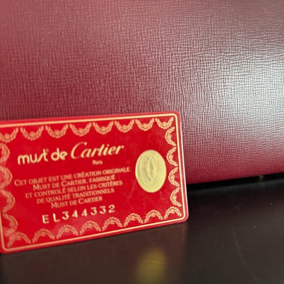 Vintage Must de Cartier Burgundy Boston Handbag Gold Hardware - Picture 11 of 12
